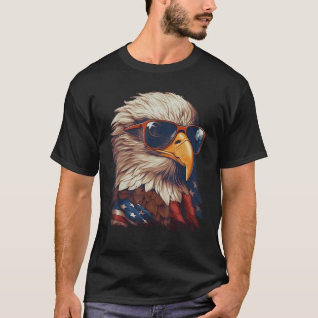 Eagle Proud Patriotic American US Flagga 4 juli T Shirt (Framsida)