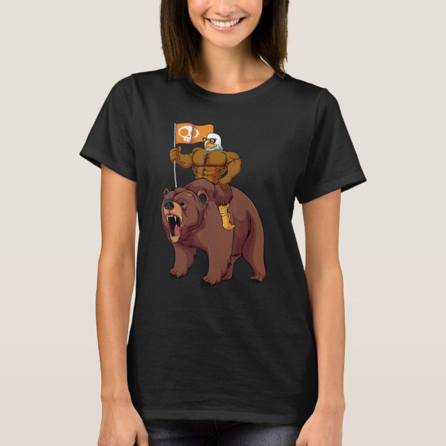 Eagle Riding Bear Lazy Halloween Costume Animal Sk T Shirt (Framsida)