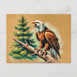 Eagle-samtal in i Forest Pastel Chalk Teckning Vykort