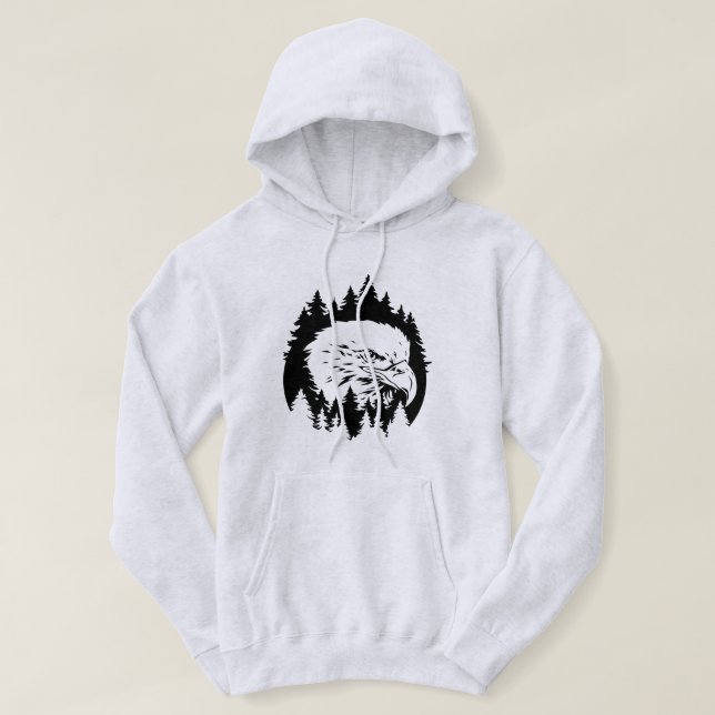 Eagle Silhouette bortser från tät skogsbruk Hoodie (Design framsida)