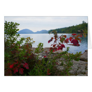 Eagle Sjö och Red Maple Löv Hälsningskort