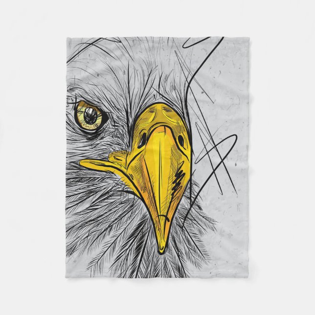 Eagle Sketch Ansikte Wall Art Fleecefilt (Framsidan)