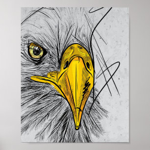 Eagle Sketch Ansikte Wall Art Poster