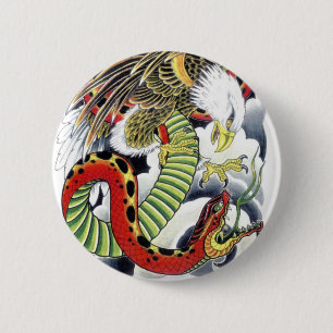 Eagle & Snake Japansk Tattodesign Knapp