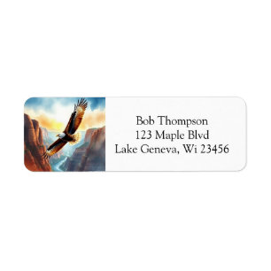 Eagle Soaring over Canyon Returadress Etikett