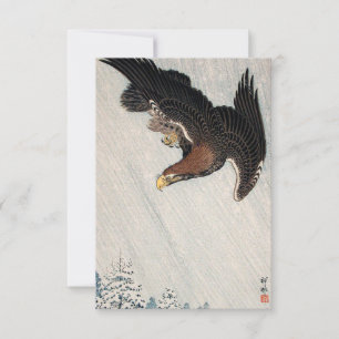 Eagle som flyger i Snö (1933) av Ohara Koson Inbjudningar