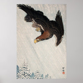 Eagle som flyger i Snö av Ohara Koson (1933) Poster