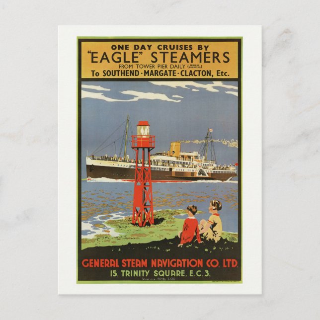 Eagle Steamers UK Vintage affisch 1935 Vykort (Framsida)
