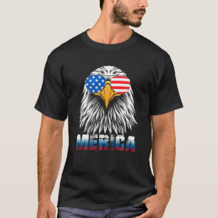 Eagle Sunglass Merica 4:e juli Amerikanska Flagga T Shirt