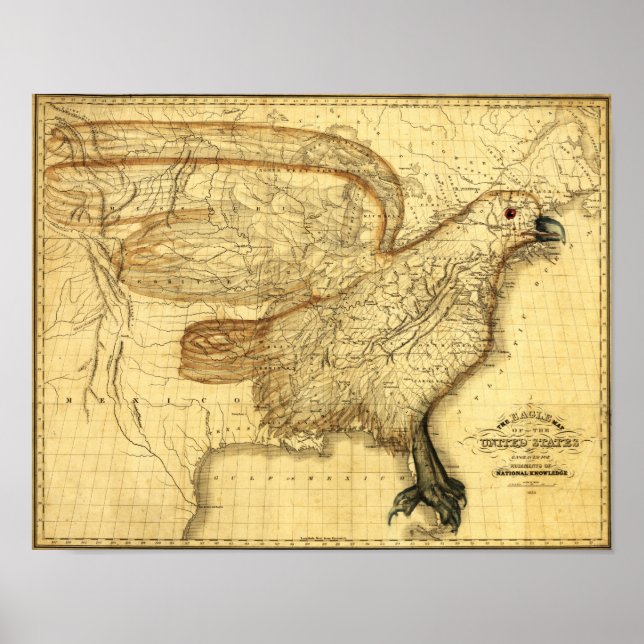Eagle Superpålagd på Stater i Förenta staterna Poster (Framsidan)
