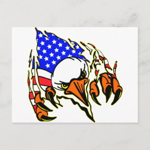 Eagle Tearout W/ American Flagga Tattoo Vykort