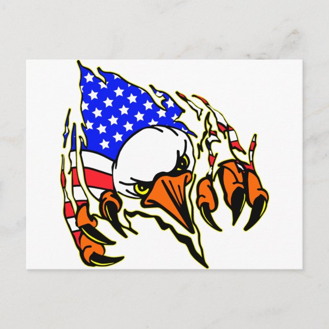 Eagle Tearout W/ American Flagga Tattoo Vykort (Framsida)