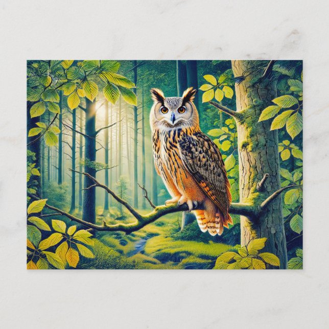 Eagle Uggla i Forest Helg Vykort (Framsida)