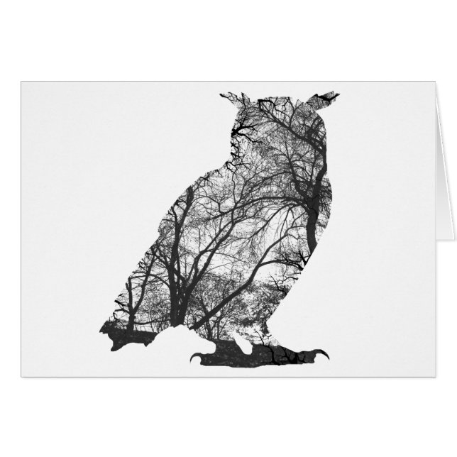 Eagle uggla-skogen träd hälsningskort (Framsidan Horizontal)