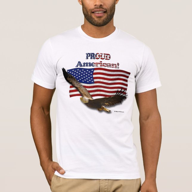 Eagle & US FLAGGA Proud American T-Shirt (Framsida)