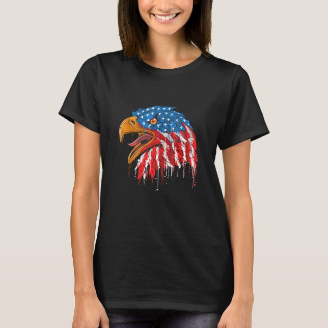 Eagle USA Flag Veteran Independence Day Patriotic  T Shirt (Framsida)