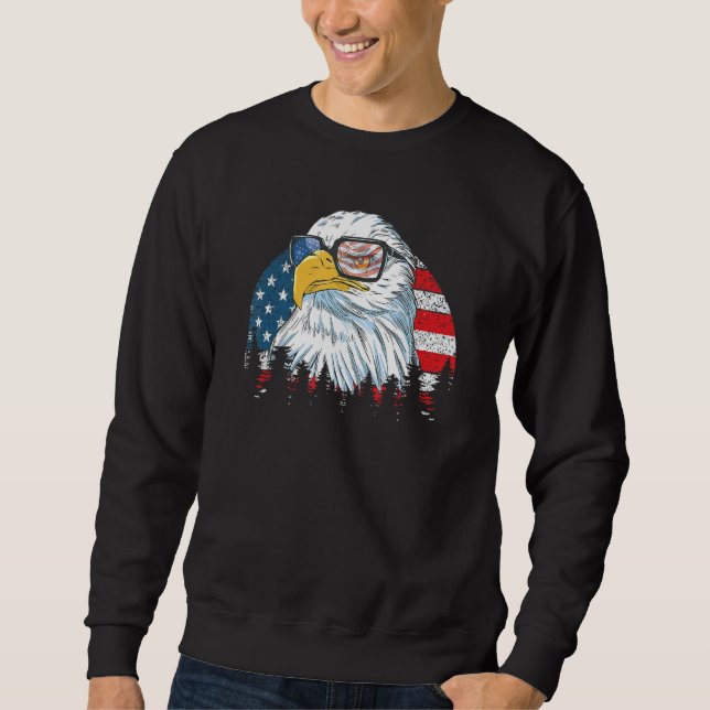 Eagle USA flagga American Power 4:e juli Merica Lång Ärmad Tröja (Framsida)