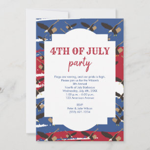 Eagle USA Patriotic American Flagga 4 juli Party Inbjudningar
