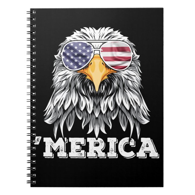 Eagle USA Sunglasses 4:e juli American Flagga Anteckningsbok (Framsidan)