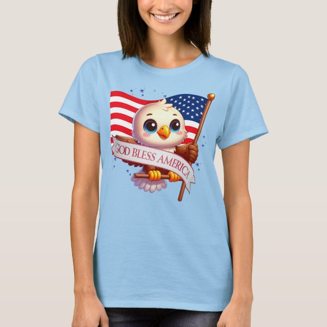 Eagle Välsigna dig Amerika USA flagga Patriotic 🦅 T Shirt (Framsida)