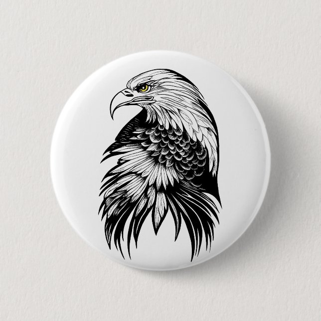 Eagle Vild Animal Nature Illustration Art Tattoo Knapp (Framsida)