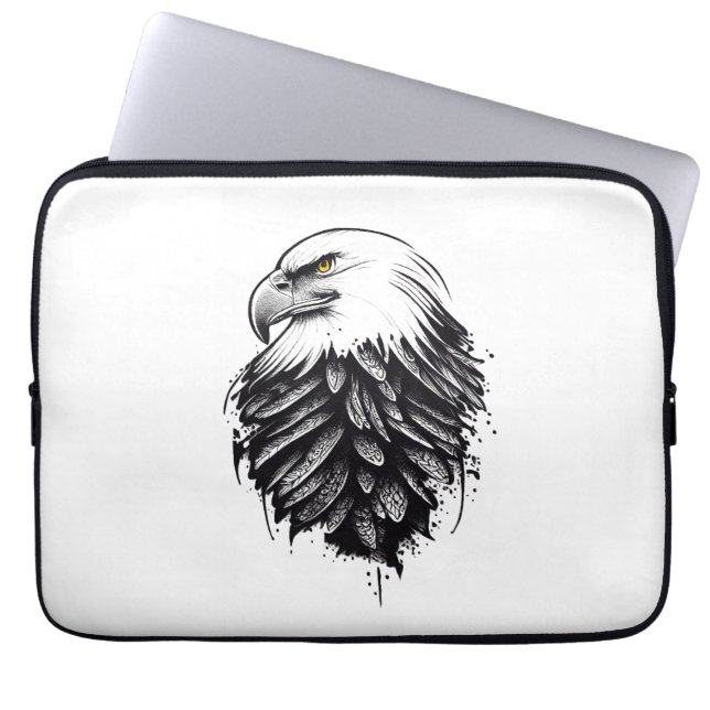 Eagle Vild Animal Nature Illustration Art Tattoo Laptop Fodral (Framsidan)