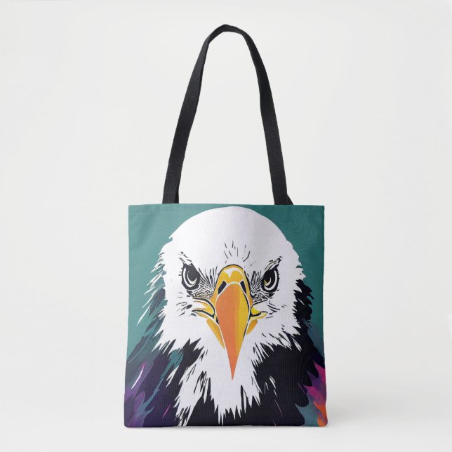 Eagle Vild Natur Animal Färg Art Painting Tygkasse (Framsida)