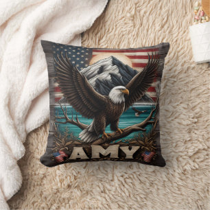 Eagle Vingar Spread by American Flagga Kudde
