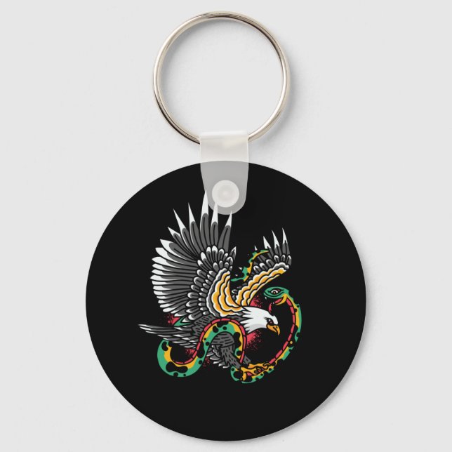 Eagle vs Snake Tattoo Design Nyckelring (Framsida)