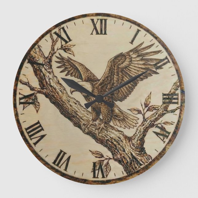 Eagle Wall Clock - Symbol of Strength Stor Klocka (Framsida)