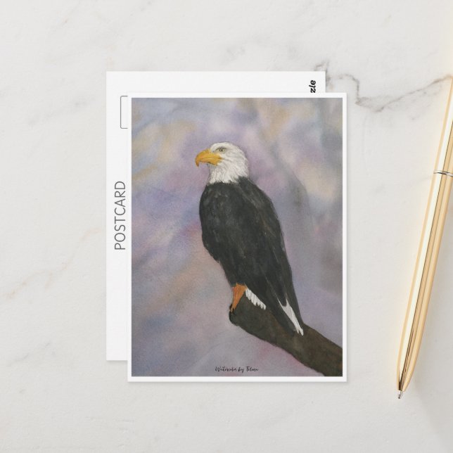 Eagle Watercolor Vykort (Fram/Back In Situ)