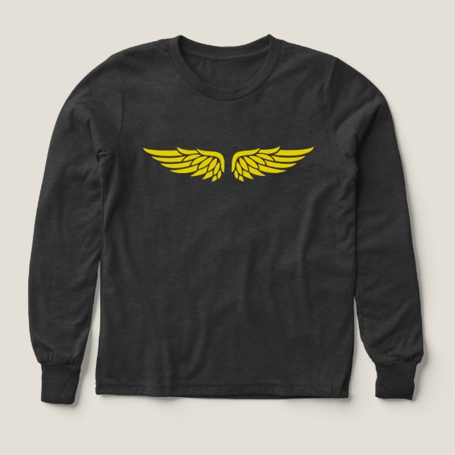 Eagle wing golden print Kids' Long Sleeve Shirt T Shirt (Design framsida)
