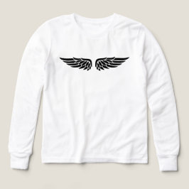 Eagle wing print black Kids' Long Sleeve Shirt T Shirt