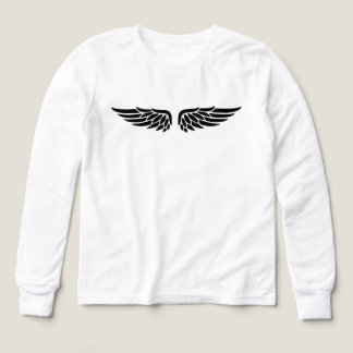 Eagle wing print black Kids' Long Sleeve Shirt T Shirt