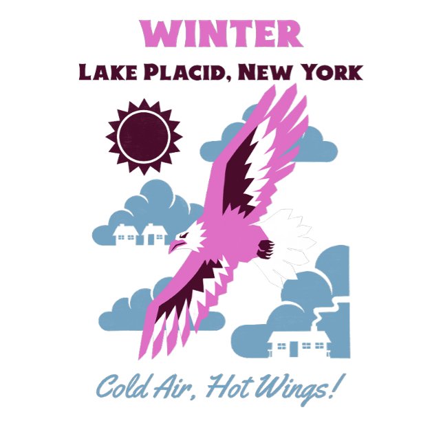 Eagles bevakning: Winter Wilderness Camp T Shirt (Majestic eagle soars over a snow-covered camp, capturing the wild essence of a winter adventure.)