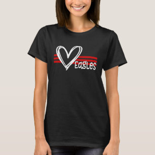 Eagles Pride Teams School Spirit Sports Red Heart T Shirt