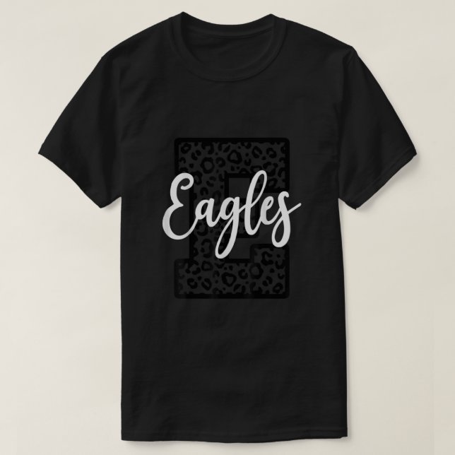 Eagles School Spirit Mascot Leopard Cheer Fläkt Ga T Shirt (Design framsida)