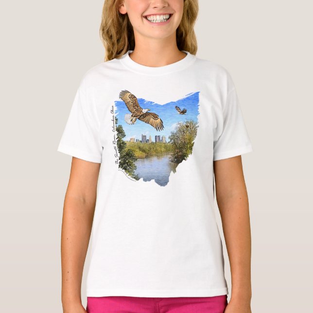 Eagles Scioto River Columbus Ohio Girls T-Shirt (Framsida)