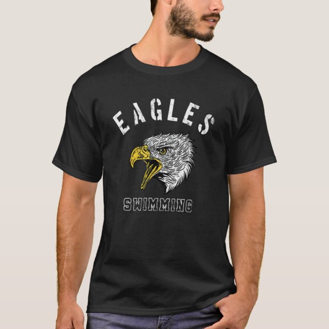 Eagles Swimming School Spirit Team Mascot Game Nig T Shirt (Framsida)