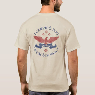 Eagle's Wings Scripture Exodus 19:4 Red/Blue T Shirt