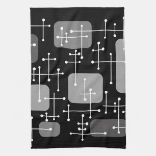 Eames Era Art Crosshairs Black White 1950-talet Kökshandduk