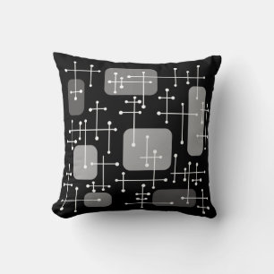 Eames Era Art Crosshairs Black White 1950-talet Kudde