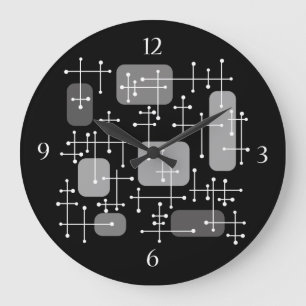 Eames Era Art Crosshairs Black White 1950-talet Stor Klocka