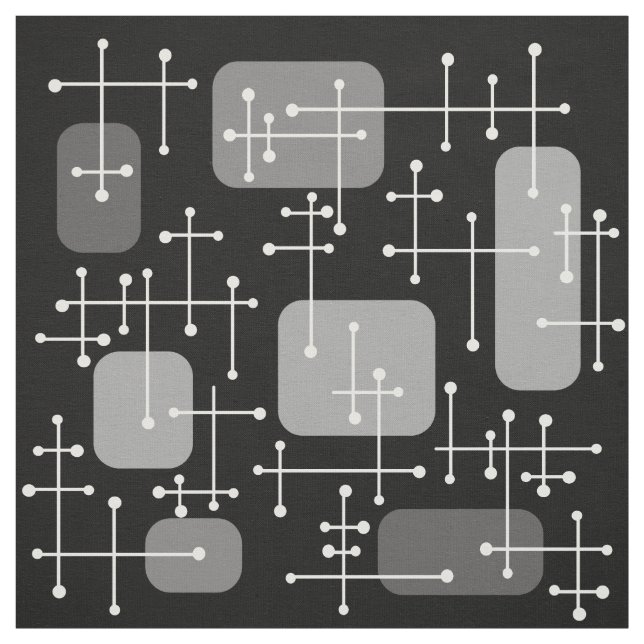 Eames Era Art Crosshairs Black White 1950-talet Tyg (Provkarta)