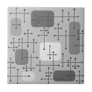 Eames Era Art Crosshairs Grått 1950 Kakelplatta