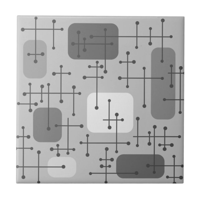 Eames Era Art Crosshairs Grått 1950 Kakelplatta (Framsidan)