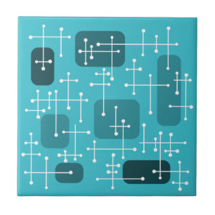 Eames Era Art Crosshairs Turcos 1950-talet Kakelplatta