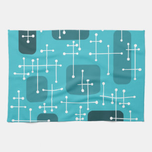 Eames Era Art Crosshairs Turcos 1950-talet Kökshandduk