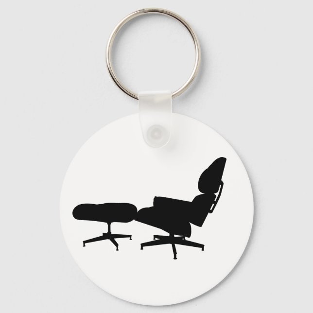 Eames Lounge Ordförande och ottoman Keychain Nyckelring (Framsida)