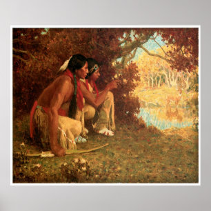 Eanger Irving Couse jagar Hjort Poster